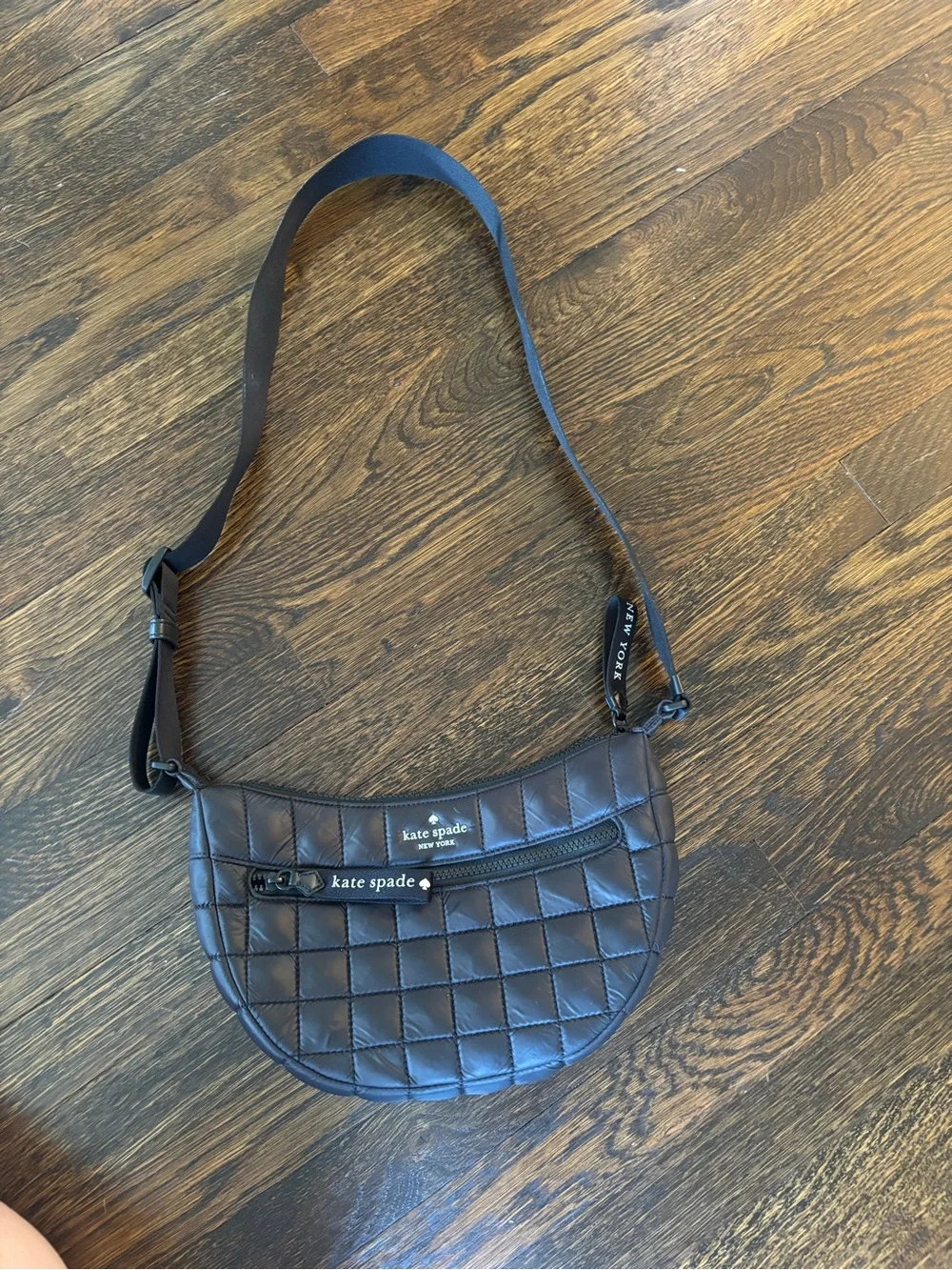 kate spade black quilted crescent shoulder bag